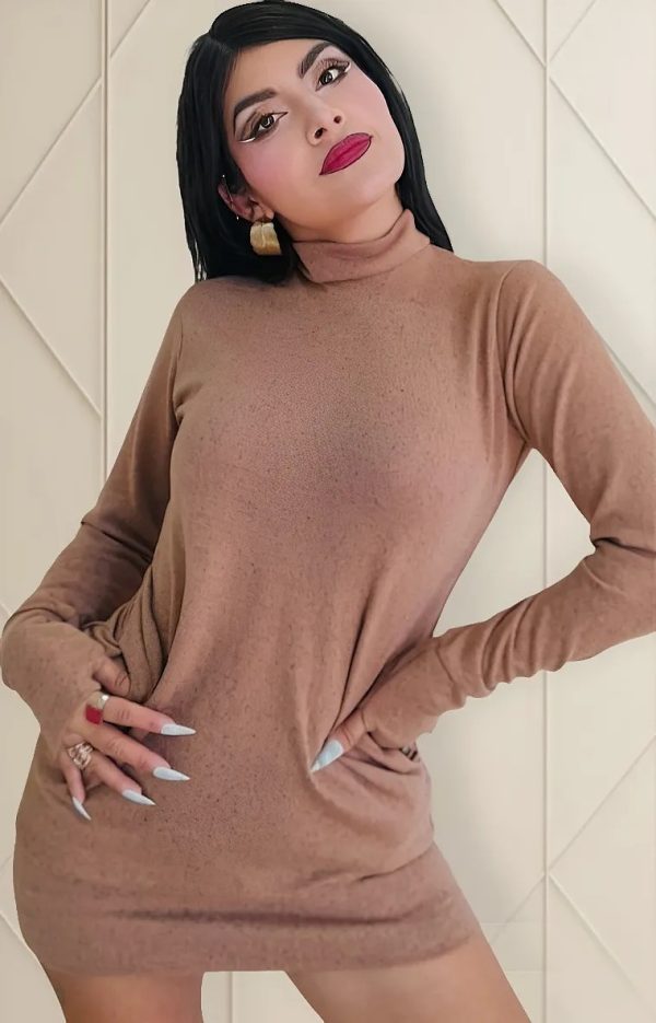 Vestido Invierno Otoño Lanilla Con Puño Mujer Corto Casual
