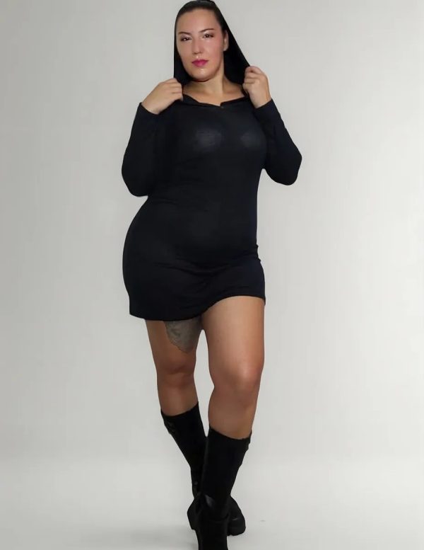 Vestido Corto Plus Size Lanilla Suave Frunces Moda Invierno